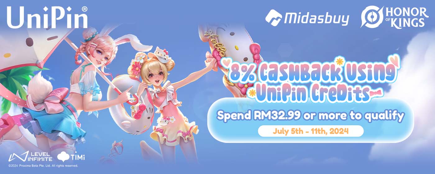 Exclusive 8% Cashback on Midasbuy Purchases with UniPin Credits! (MY)